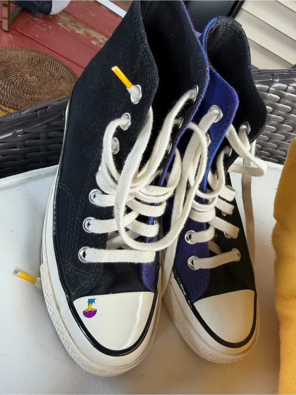 Converse Two-Tone High Top Sneakers - Black & Blue